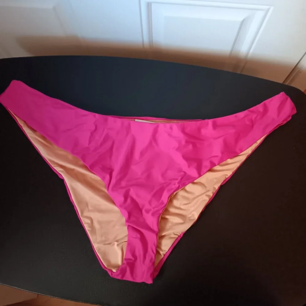 J Crew Women's Curved Waist Cheeky Bikini Bottom Pink 3X NWT